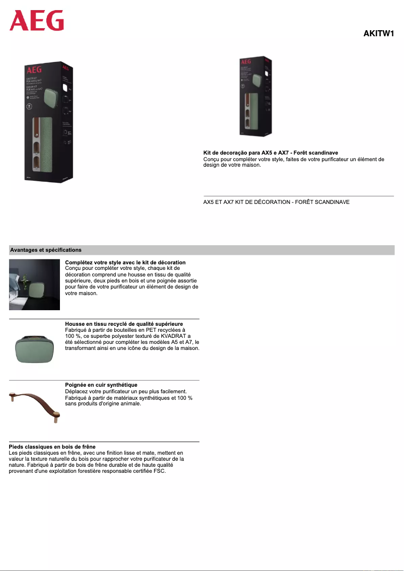 Page 1 de la notice Manuel utilisateur AEG AKITW1