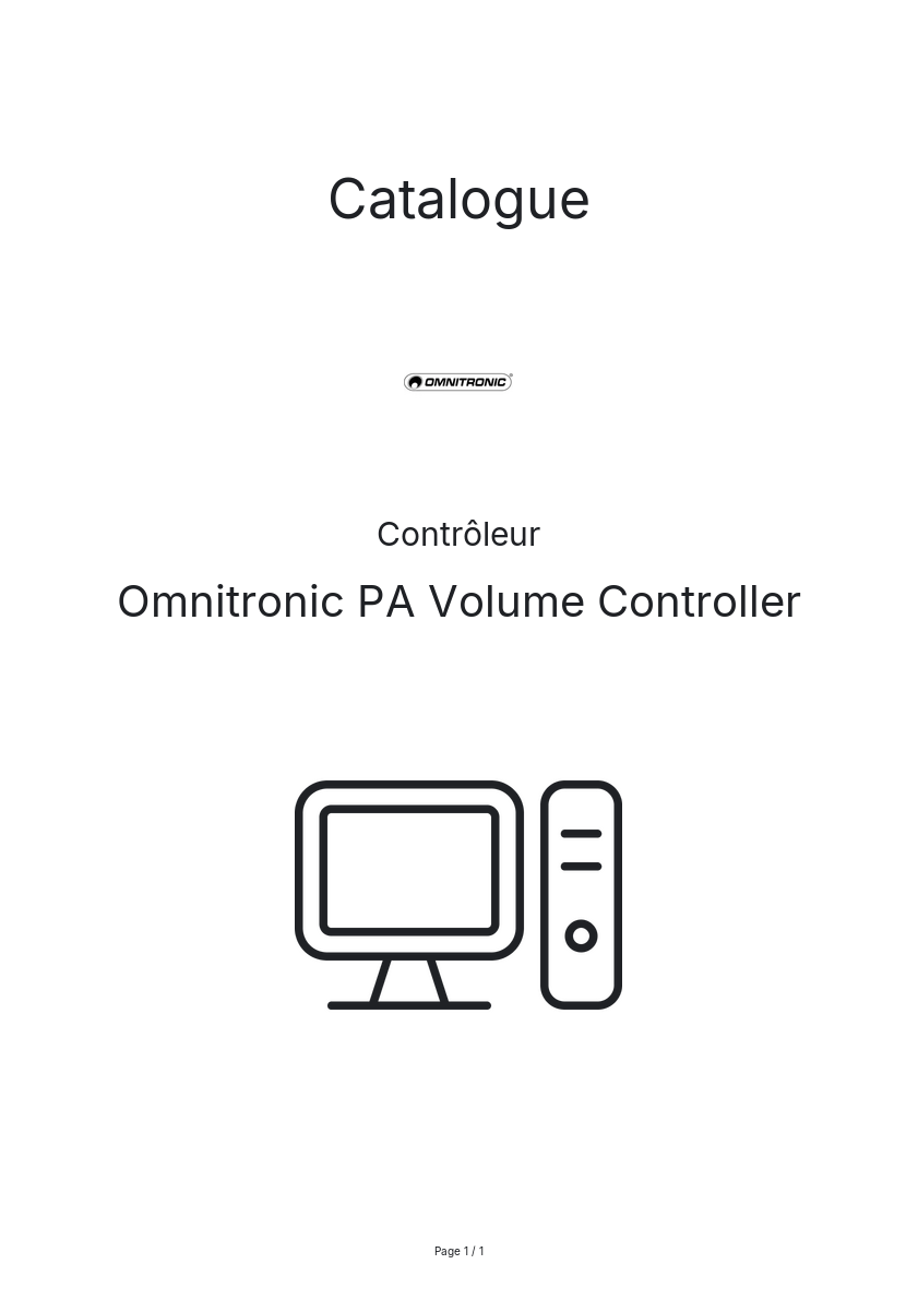 Page n°1 - Catalogue Omnitronic PA Volume Controller