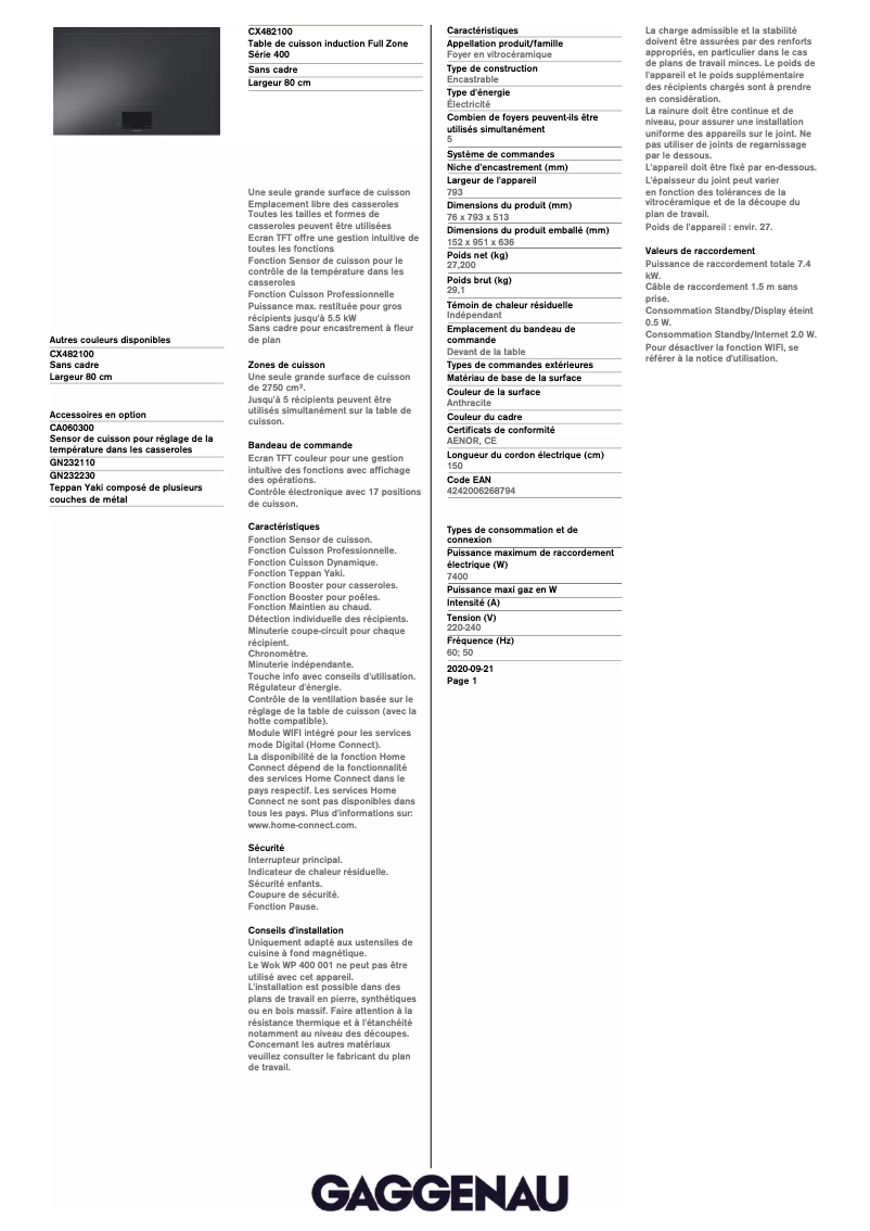 Imagen de la primera página del manual del dispositivo CX482100