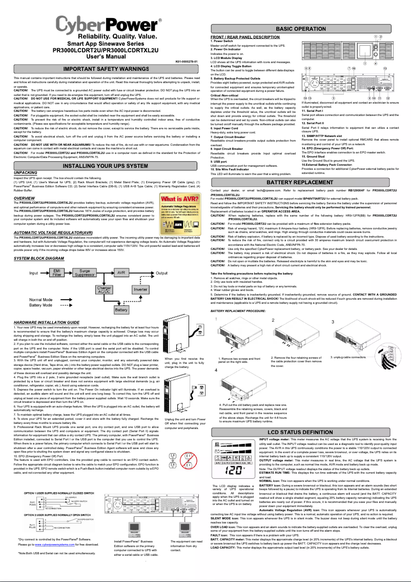 Page 1 de la notice Manuel utilisateur CyberPower Smart App PR3000LCDRT2U