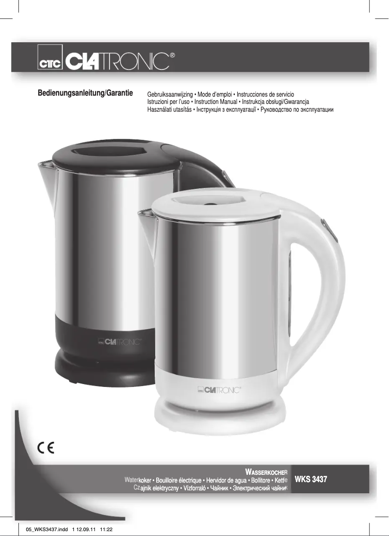 Page 1 de la notice Manuel utilisateur Clatronic WKS 3437