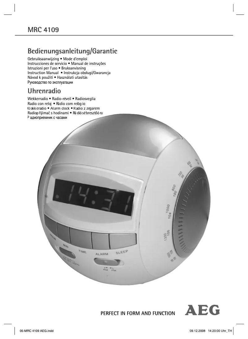 Imagen de la primera página del manual del dispositivo MRC 4109