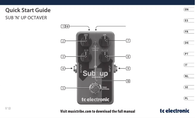 Page n°1 - Guide de démarrage rapide TC Electronic Sub'N'Up Octaver
