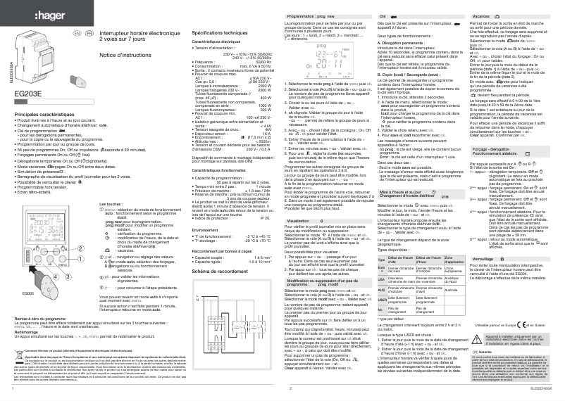 Image de la première page du manuel de l'appareil EG203E