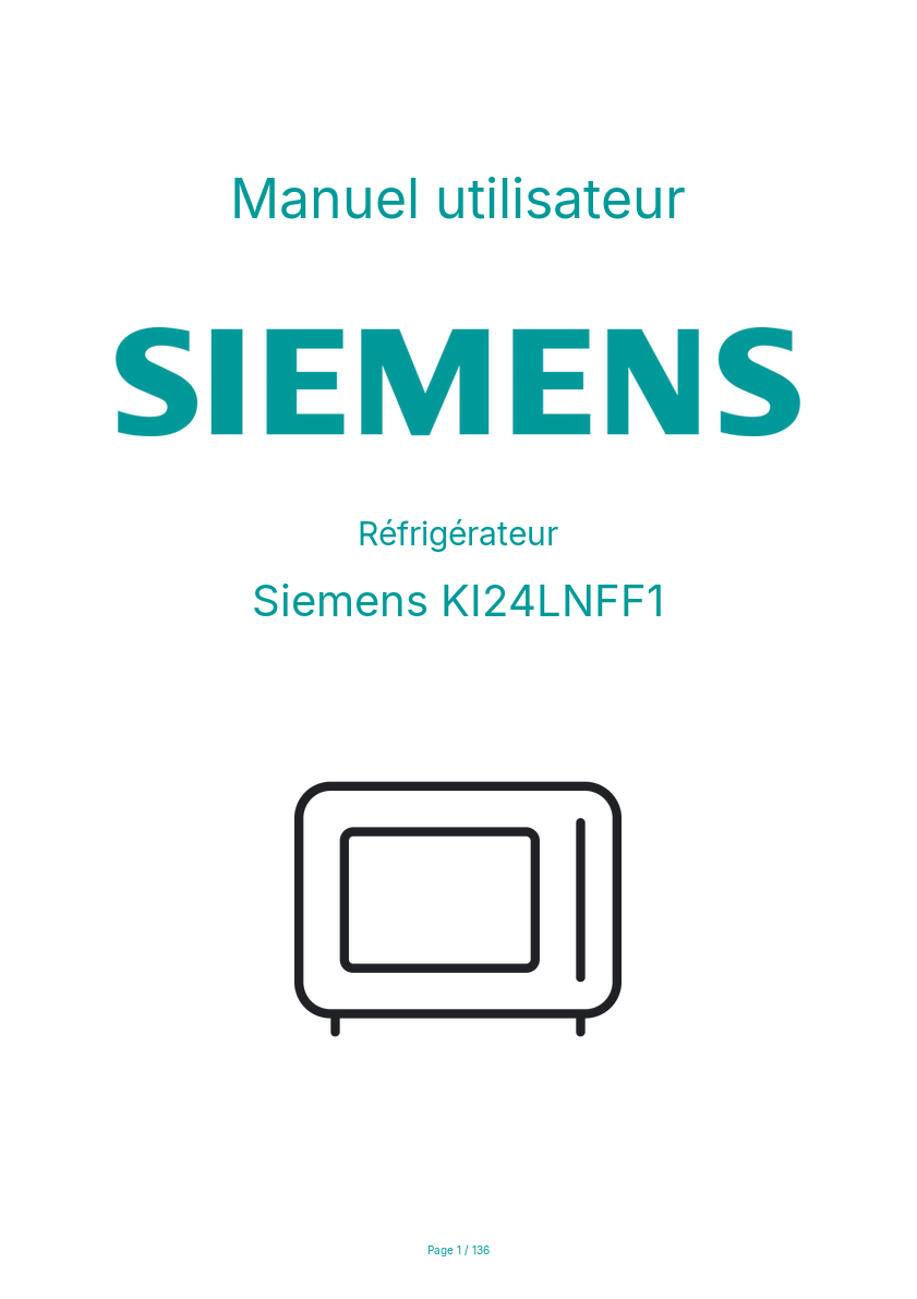 Page n°1 - Manuel utilisateur Siemens KI24LNFF1