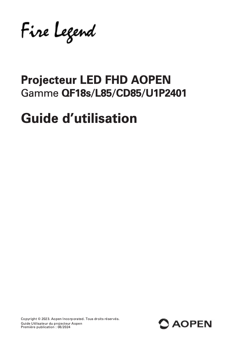 Page 1 de la notice Manuel utilisateur Aopen QF18s