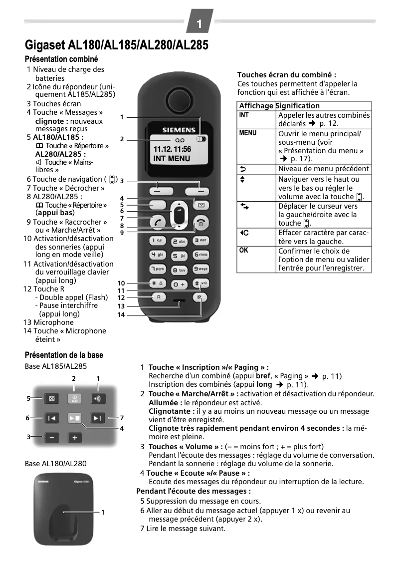 Page 1 de la notice Manuel utilisateur Siemens Gigaset Al285 Trio