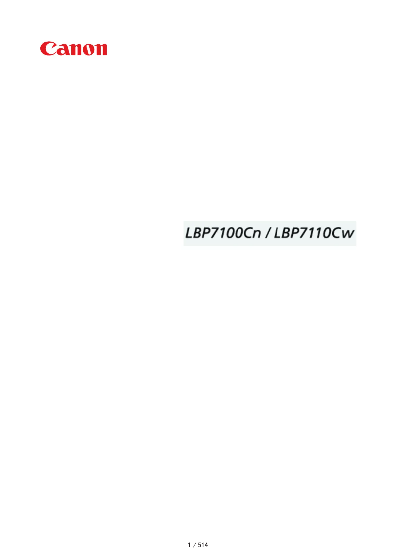 Image de la première page du manuel de l'appareil i-Sensys LBP7110Cw