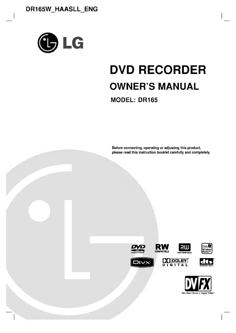 Page n°1 - Manuel utilisateur LG DR165W