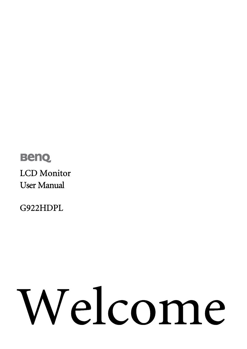 Page 1 de la notice Manuel utilisateur BenQ G922HDPL