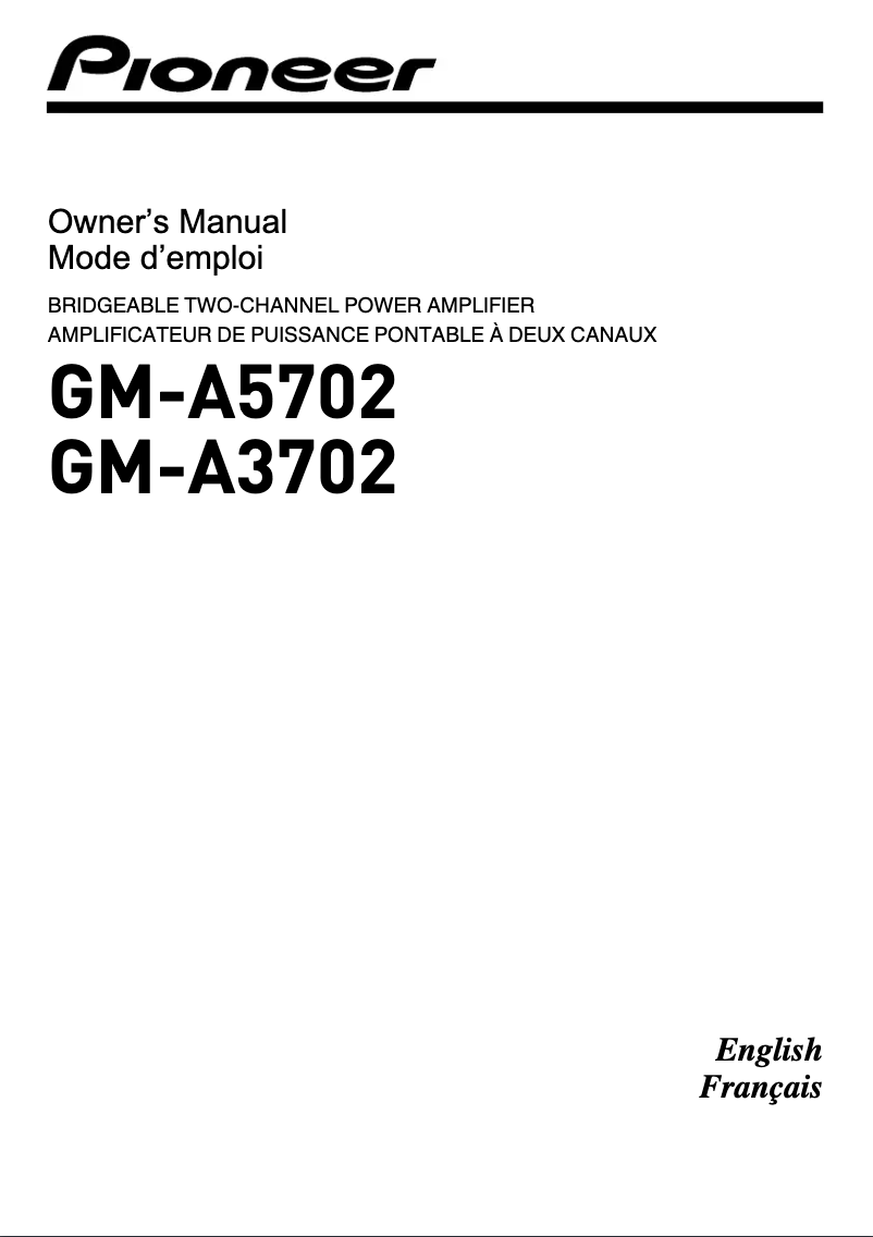 Page n°1 - Manuel utilisateur Pioneer GM-A3702