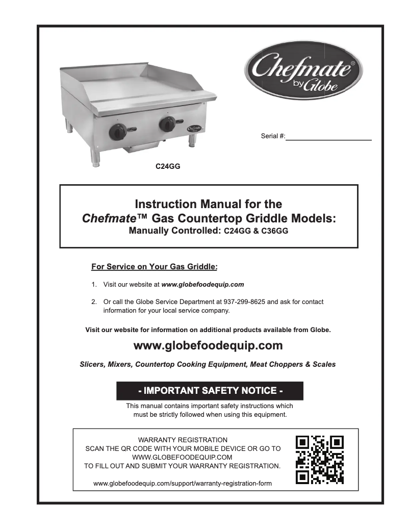 Page 1 de la notice Manuel utilisateur Globe C24GG