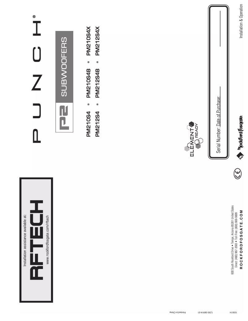 Page 1 de la notice Manuel utilisateur Rockford Fosgate Punch Marine PM210S4X