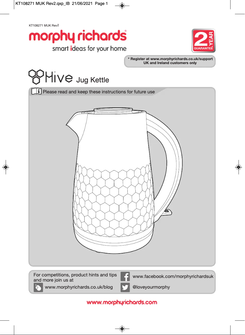Page 1 de la notice Manuel utilisateur Morphy Richards Hive 108271