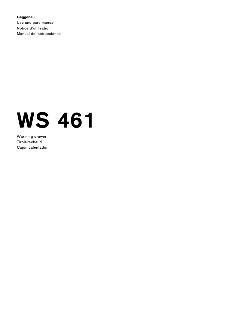 Page n°1 - Manuel utilisateur Gaggenau WS461710