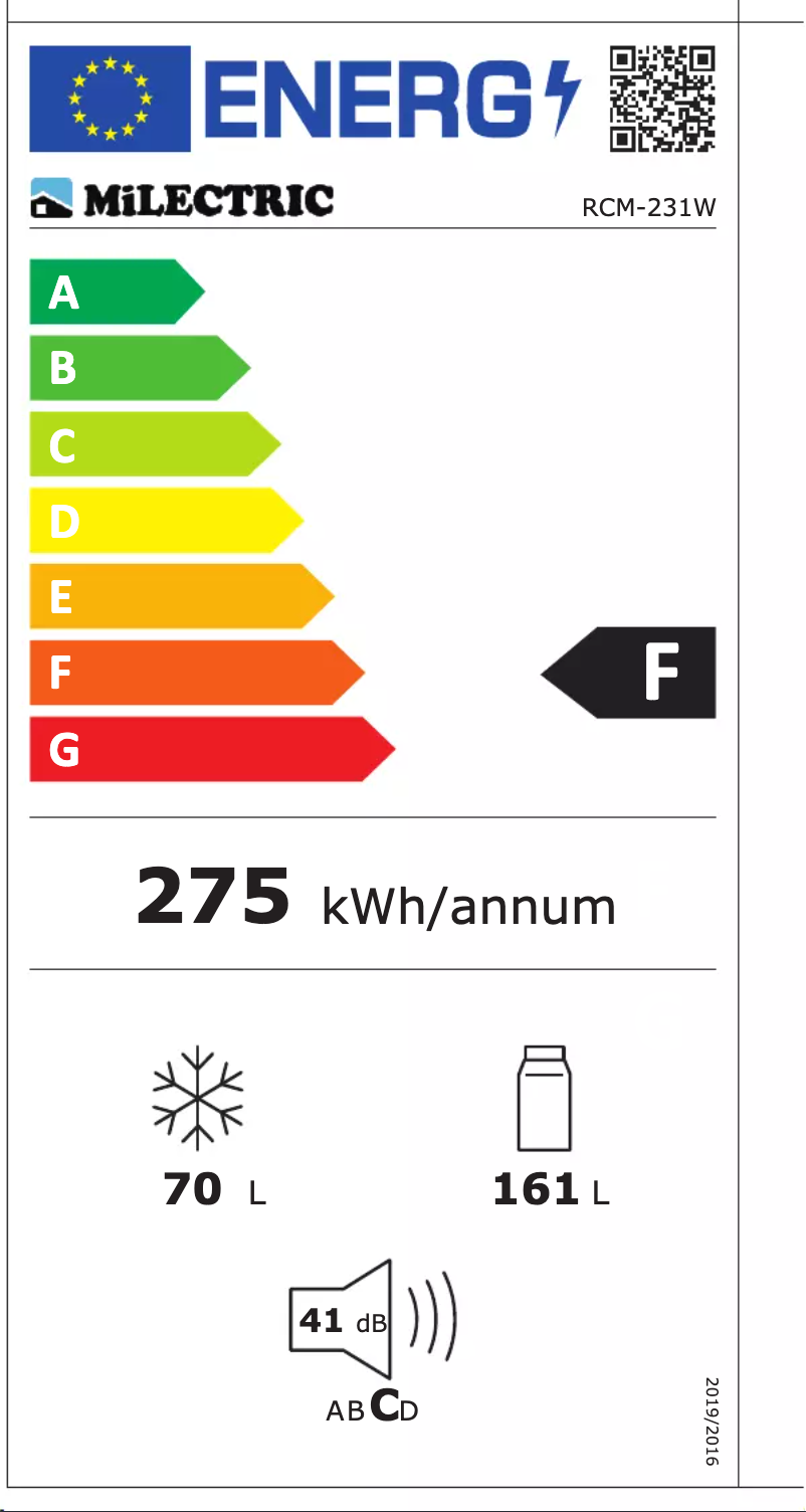 Page n°1 - Label énergétique Milectric RCM-231B