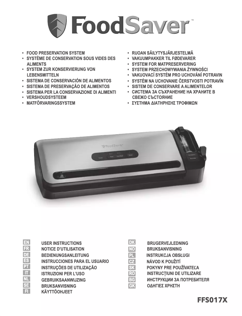Page 1 de la notice Manuel utilisateur FoodSaver FFS017X