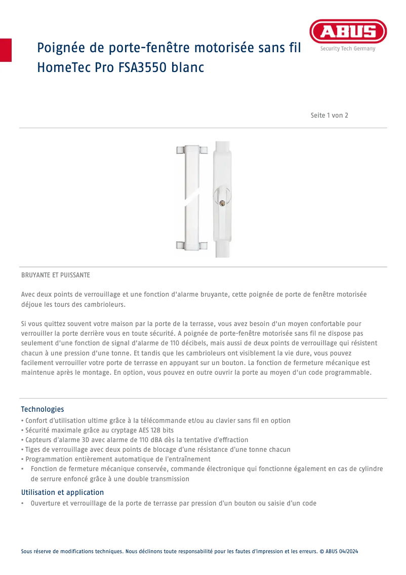 Image de la première page du manuel de l'appareil FSA3550