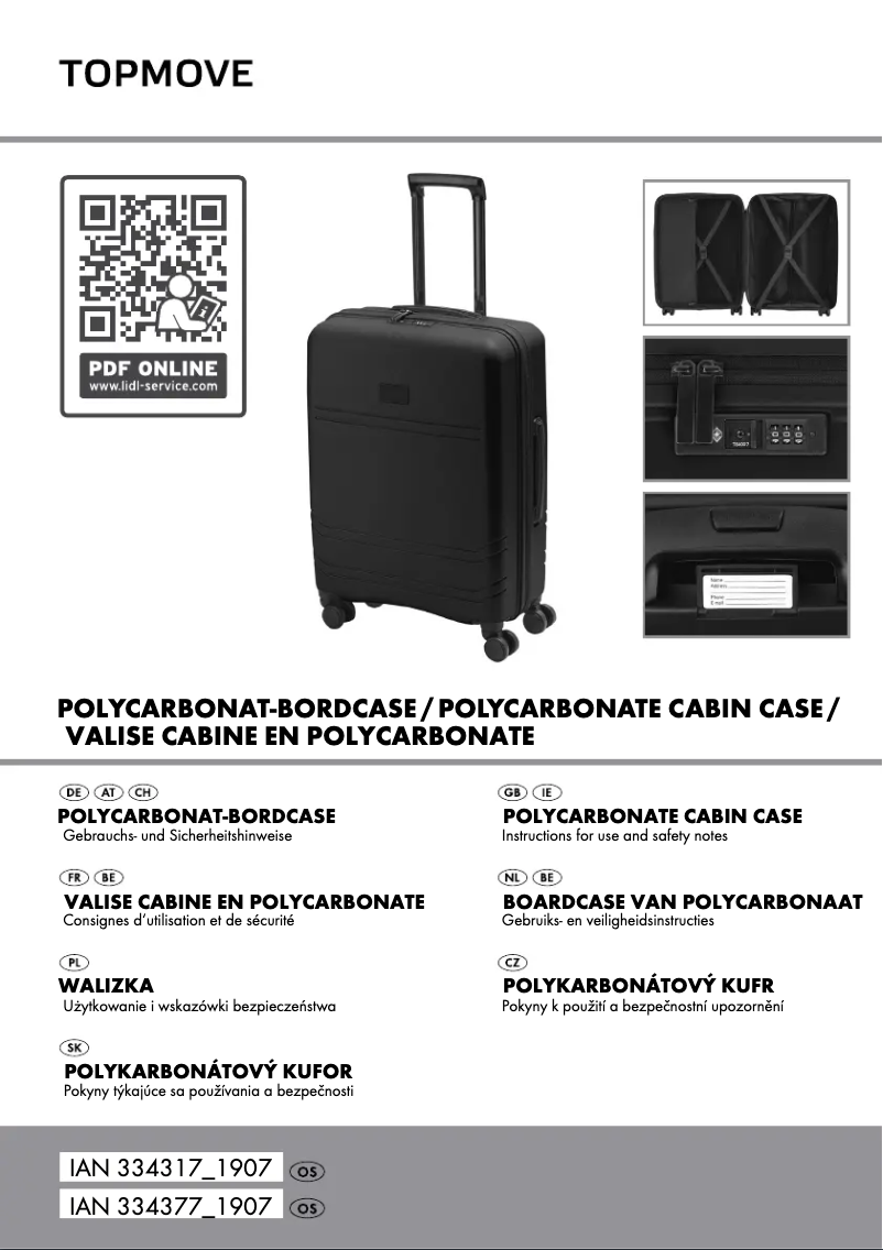 Page 1 de la notice Manuel utilisateur Topmove IAN 306828