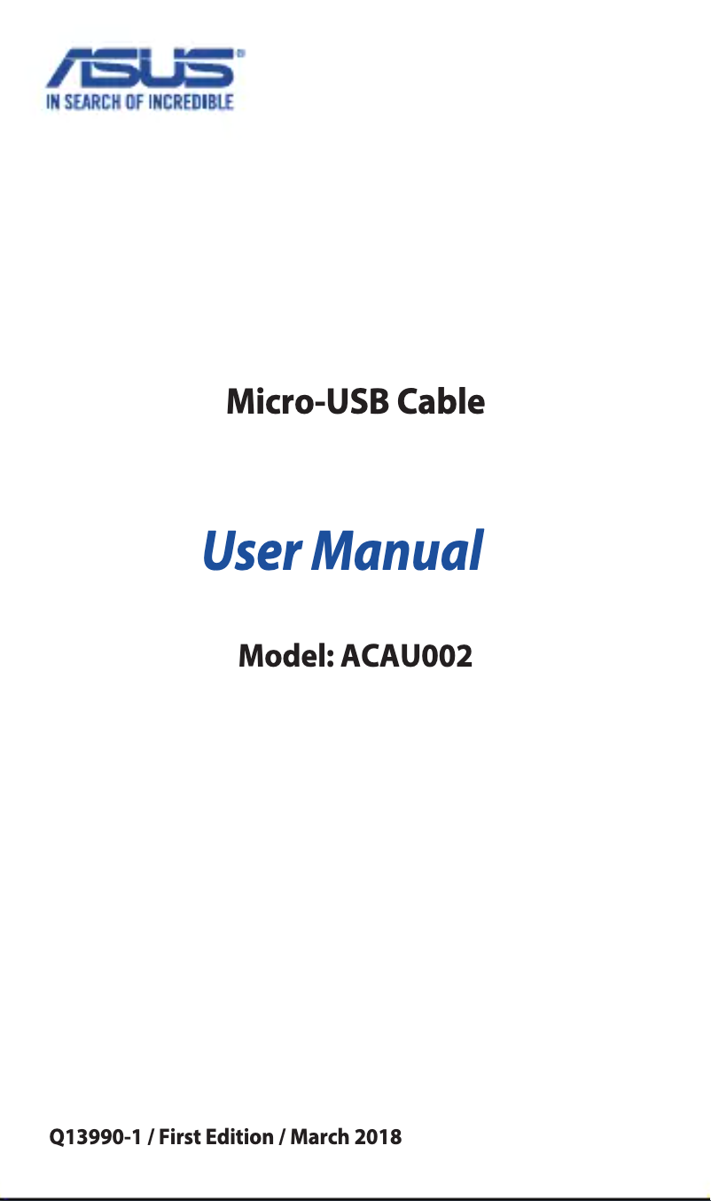 Image de la première page du manuel de l'appareil Micro-USB Cable