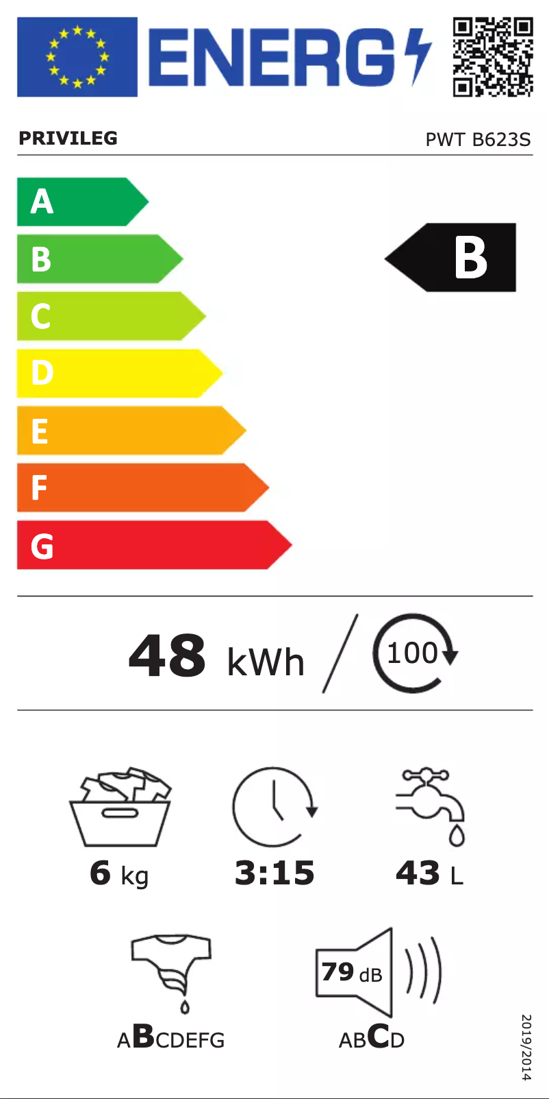 Page n°1 - Label énergétique Privileg PWT B623S