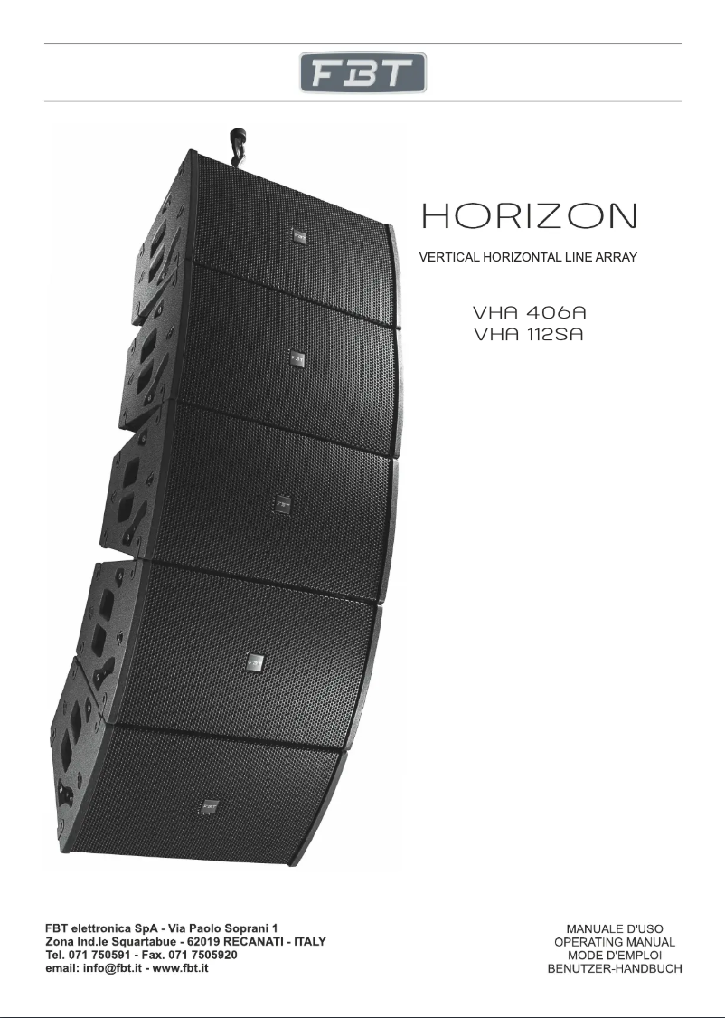 Page n°1 - Manuel utilisateur FBT Horizon VHA-B 406
