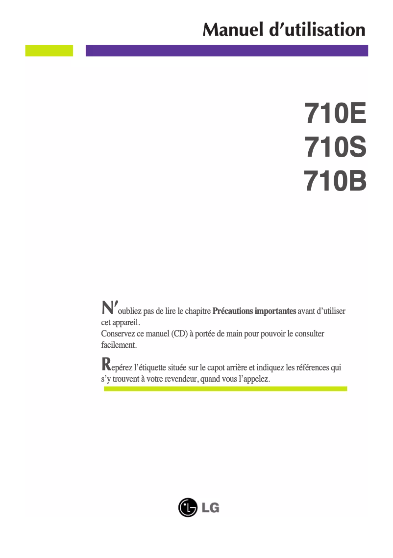 Page n°1 - Manuel utilisateur LG 710S