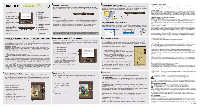 Page n°1 - Manuel utilisateur Archos Reader 70e