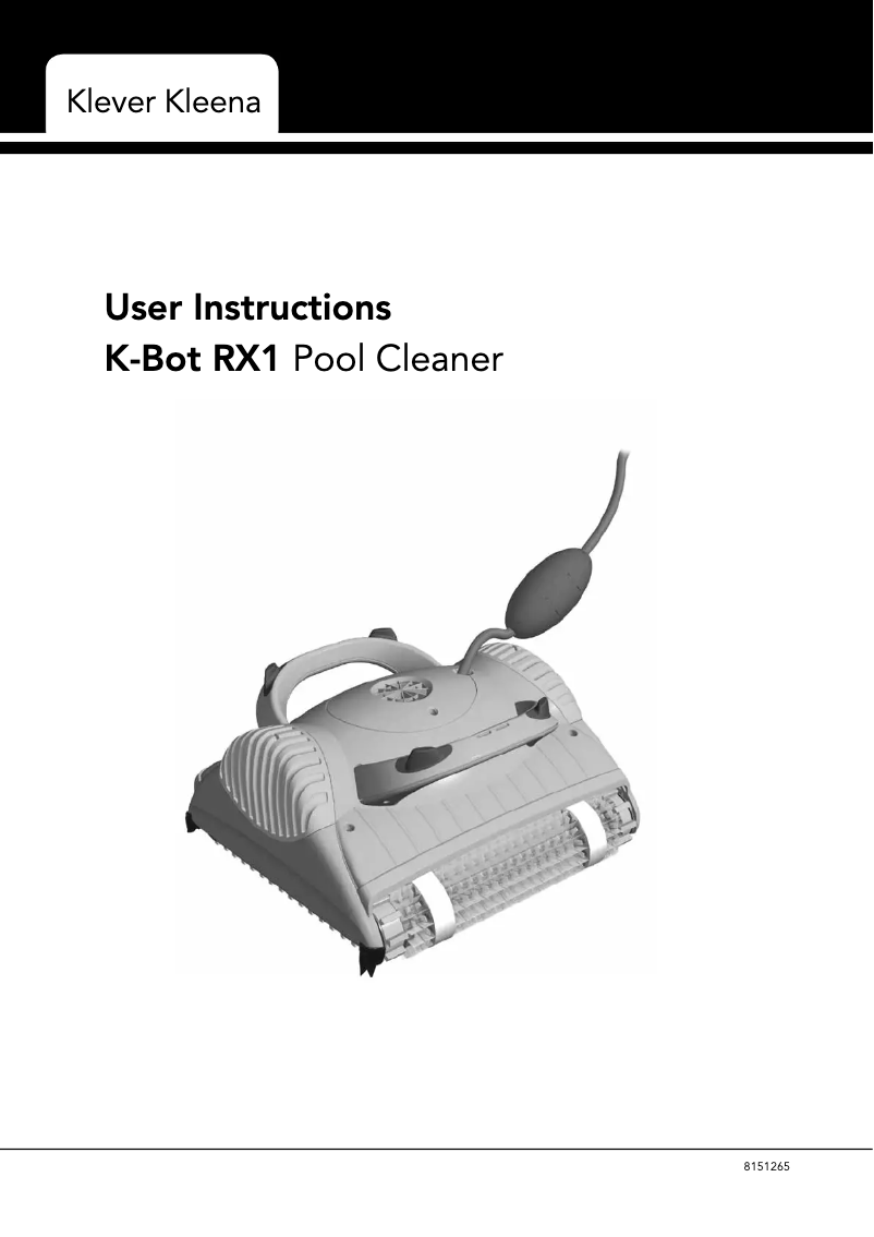 Page n°1 - Manuel utilisateur Klever Kleena K Bot RX-3