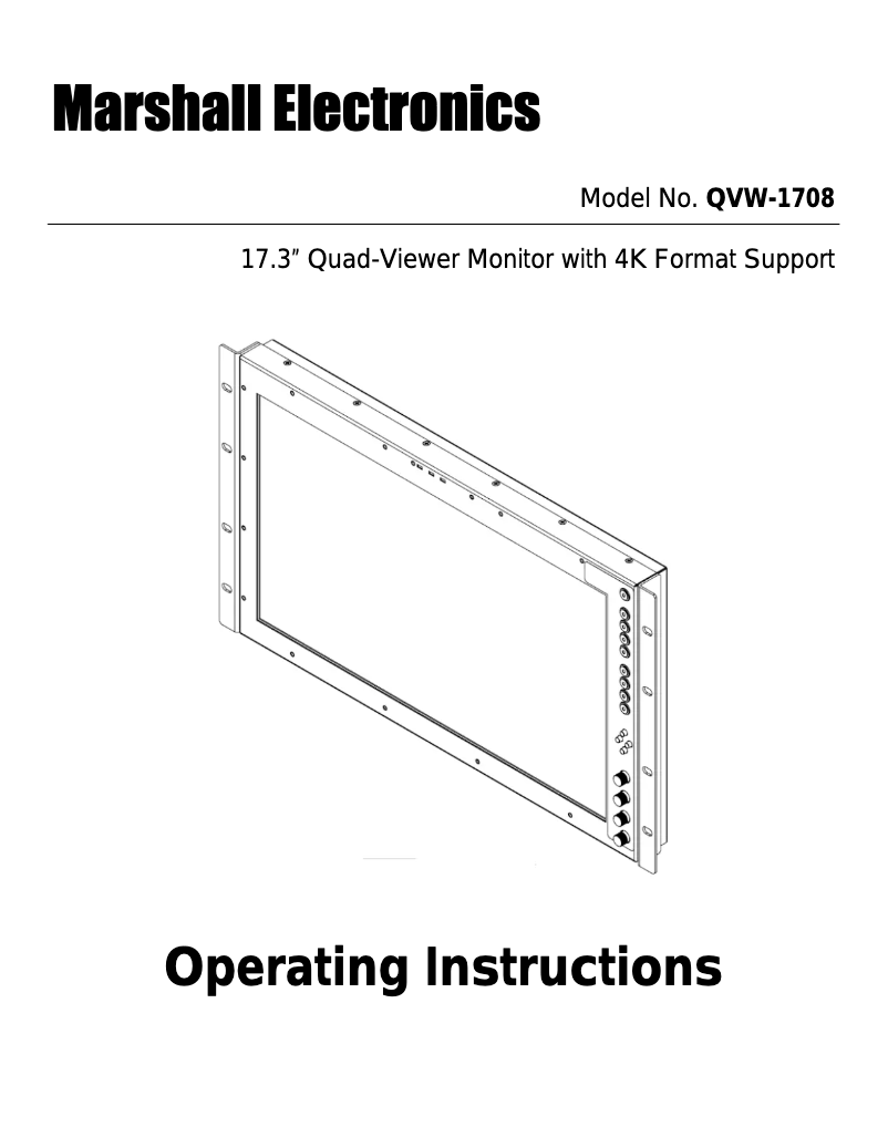 Page 1 de la notice Manuel utilisateur Marshall QVW-1708