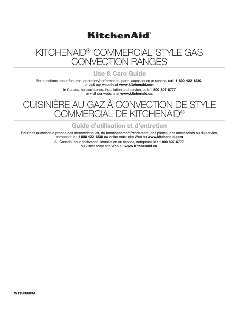 Page 1 de la notice Manuel d'utilisation et d'entretien KitchenAid KFGC558JSC