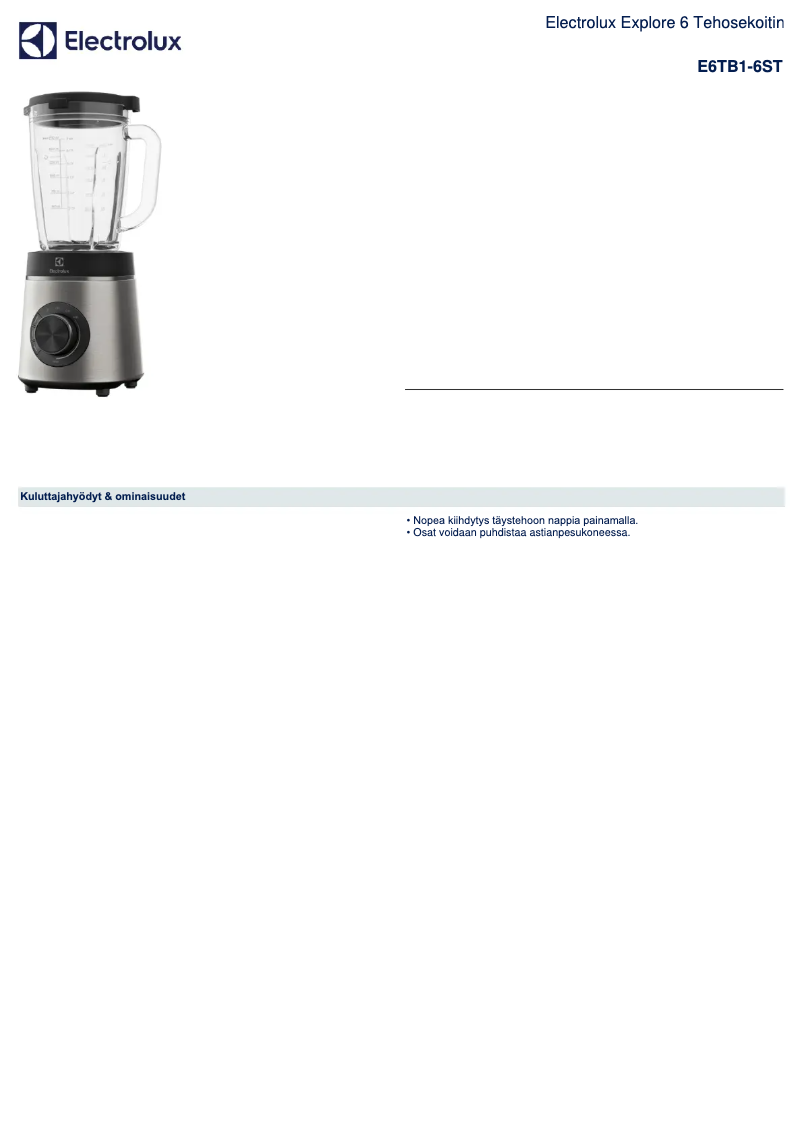 Page 1 de la notice Brochure Electrolux Explore 6 E6TB1-6ST