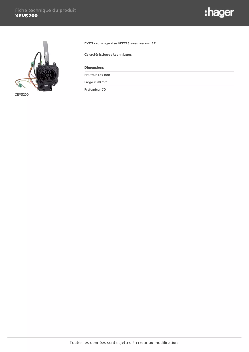 Image de la première page du manuel de l'appareil XEVS200