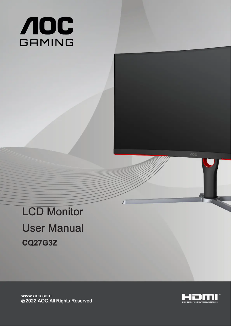 Page n°1 - Manuel utilisateur AOC CQ27G3Z