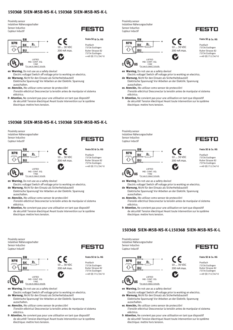 Page n°1 - Manuel utilisateur Festo SIEN-M5B-NS-K-L