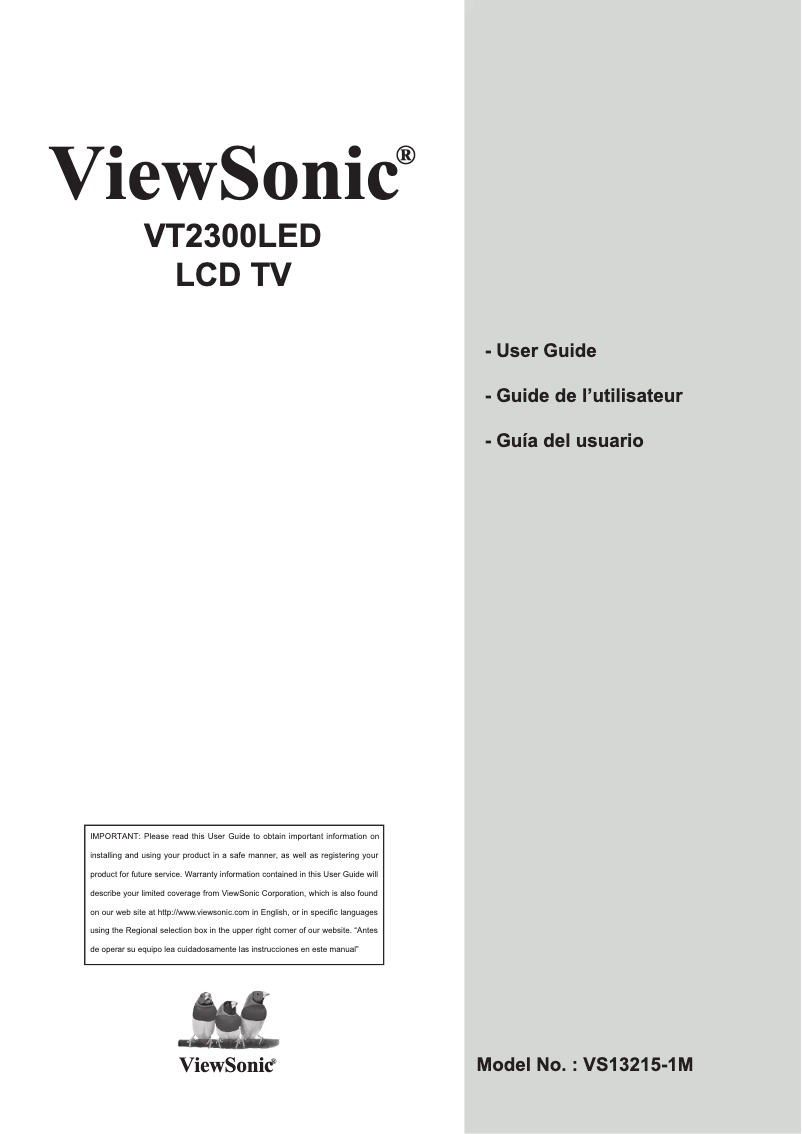 Image de la première page du manuel de l'appareil VT2300LED