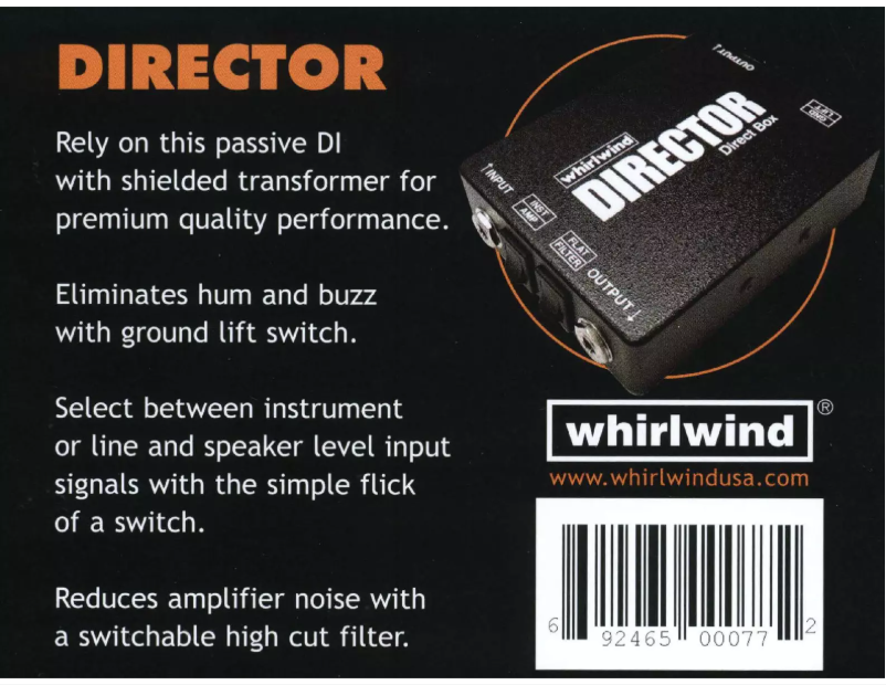 Page 1 de la notice Manuel utilisateur Whirlwind Director