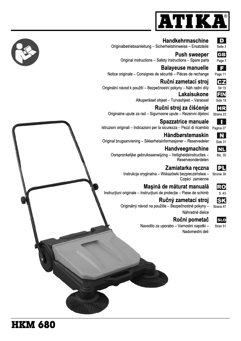 Page 1 de la notice Manuel utilisateur ATIKA HKM 680
