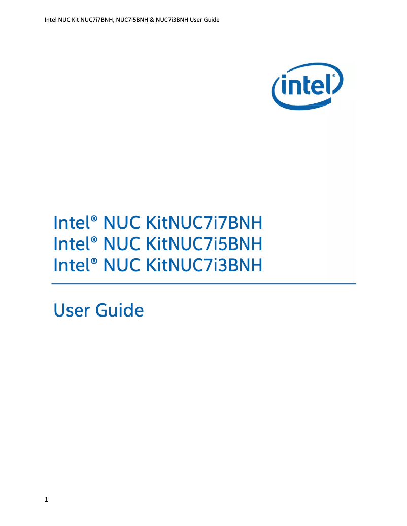 Page 1 de la notice Manuel utilisateur Intel NUC7i5BNH