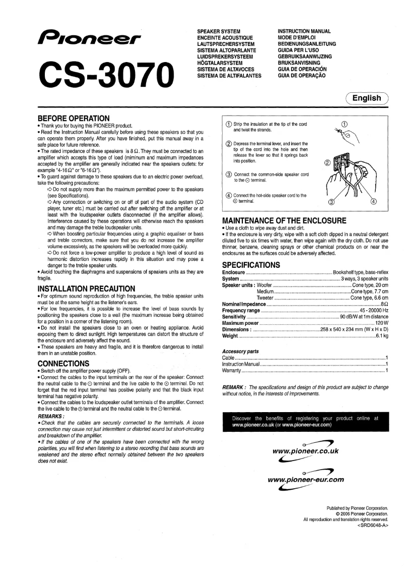 Image de la première page du manuel de l'appareil CS-3070