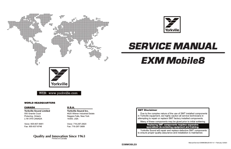 Page n°1 - Manuel utilisateur Yorkville EXM Mobile 8