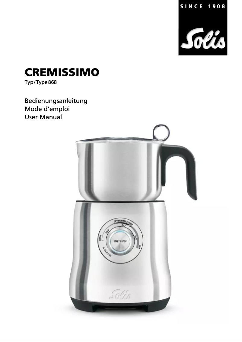 First page image of the manual for Cremissimo