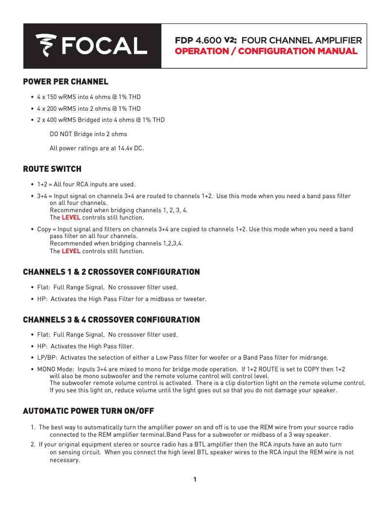 Página 1 del manual Manual de usuario Focal FDP 4.600 V2
