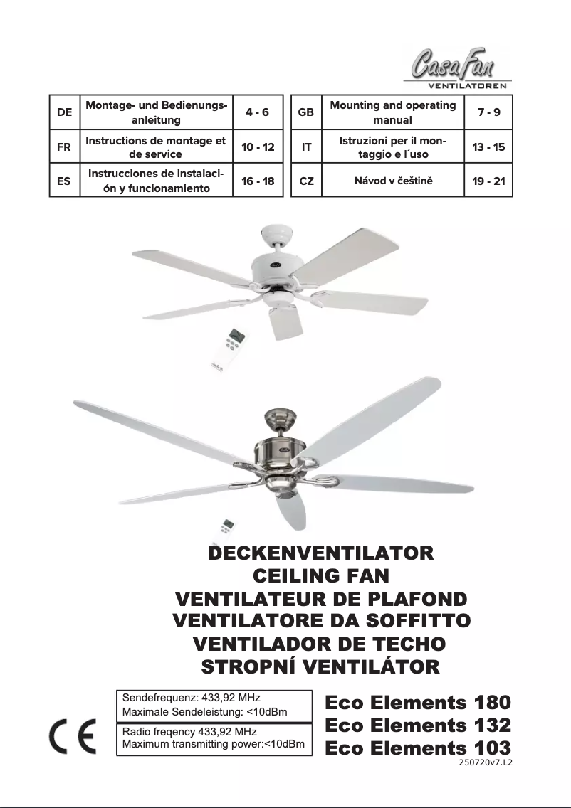 Page n°1 - Manuel utilisateur CasaFan Eco Elements