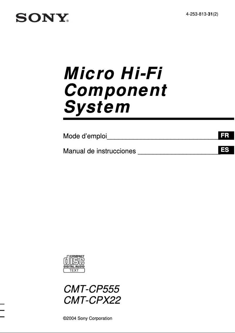 Page 1 de la notice Manuel utilisateur Sony CMT-CP555