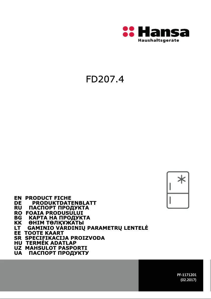 Image de la première page du manuel de l'appareil FD207.4