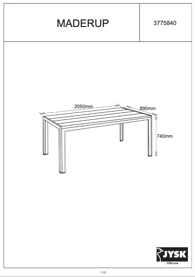 Imagen de la primera página del manual del dispositivo Maderup (90x205x74)
