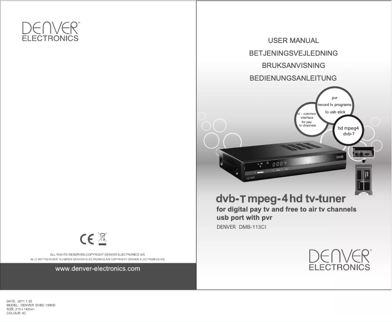 Page n°1 - Manuel utilisateur Denver DMB-113CI