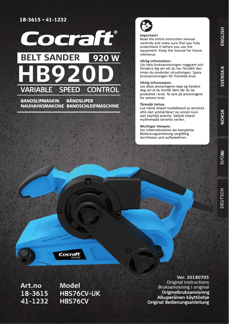 Page n°1 - Manuel utilisateur Cocraft HB920D