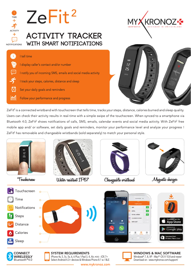 Page n°1 - Fiche technique MyKronoz ZeFit 2